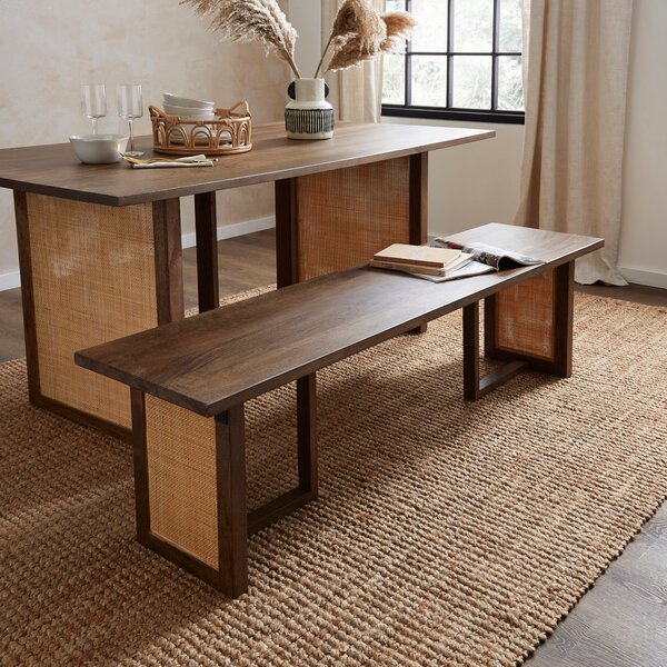 Mila Rectangular Dining Table with 2 Mila Mango Wood Dining Benches