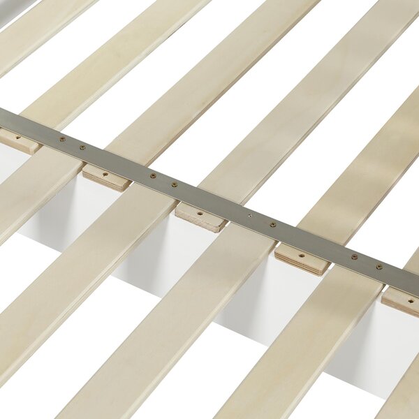 3ft Single Wooden Bed with Pull-Out Trundle and Sturdy Plywood Slats, Versatile Bed Frame for Bedrooms, 197L x 107.5W x 139H cm, White Aosom UK