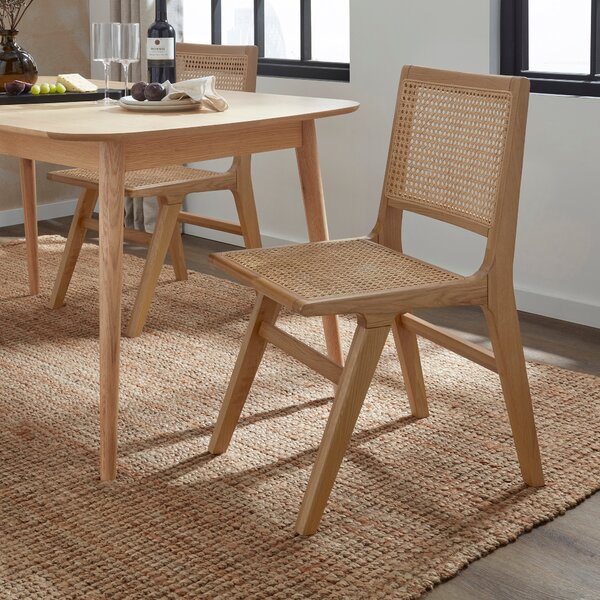 Karla Rectangular Extendable Dining Table with 4 Arielle Natural Oak Dining Chairs