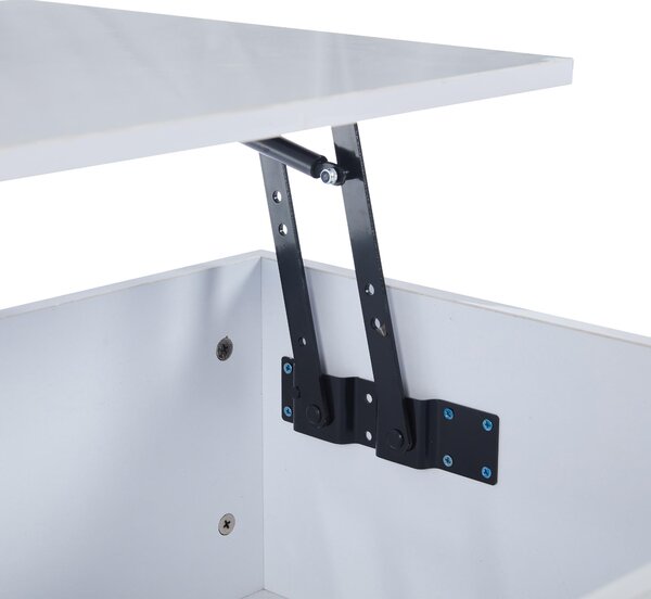 Lift-Up Coffee Table with Space-Saving Hidden and Open Storage, Desk with LED App-Controlled Lighting, 100L x 50W x 33H cm, White Aosom UK
