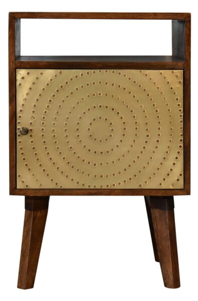 Solid Mango Wood Bedside Table with Open Slot and Storage, Handcrafted Sustainable Desk with Nordic Legs, 35L x 40W x 60H cm, Brown Aosom UK