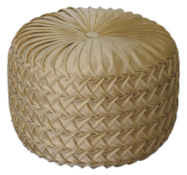 Handcrafted Velvet Pouffe with Deep-Buttoned Diamond Tufting, Opulent Upholstery, Footstool for Living Room, 46L x 46W x 33H cm, Ochre Aosom UK