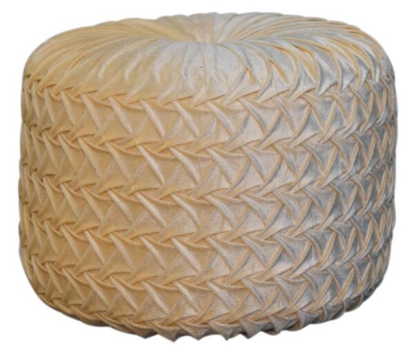 Handcrafted Velvet Pouffe with Deep-Buttoned Diamond Tufting, Opulent Upholstery, Footstool for Living Room, 46L x 46W x 33H cm, Ochre Aosom UK