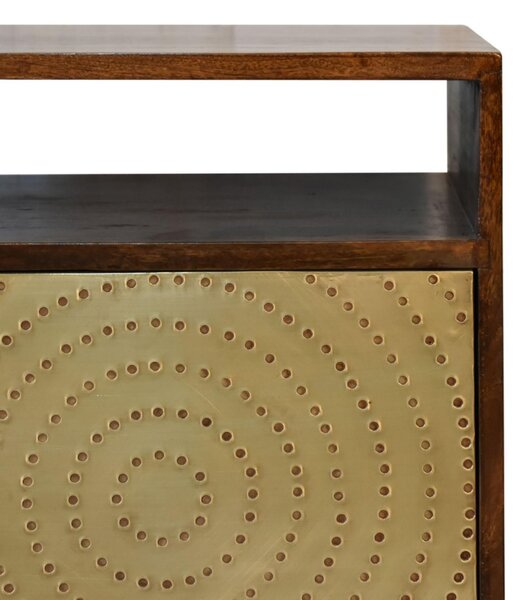 Solid Mango Wood Bedside Table with Open Slot and Storage, Handcrafted Sustainable Desk with Nordic Legs, 35L x 40W x 60H cm, Brown Aosom UK