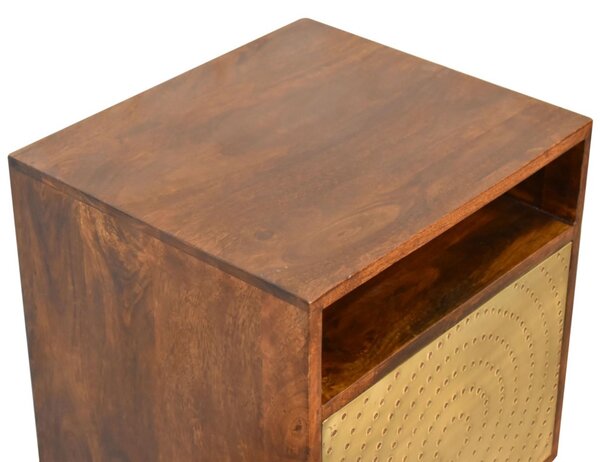 Solid Mango Wood Bedside Table with Open Slot and Storage, Handcrafted Sustainable Desk with Nordic Legs, 35L x 40W x 60H cm, Brown Aosom UK