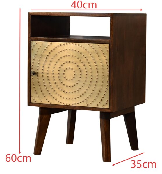Solid Mango Wood Bedside Table with Open Slot and Storage, Handcrafted Sustainable Desk with Nordic Legs, 35L x 40W x 60H cm, Brown Aosom UK