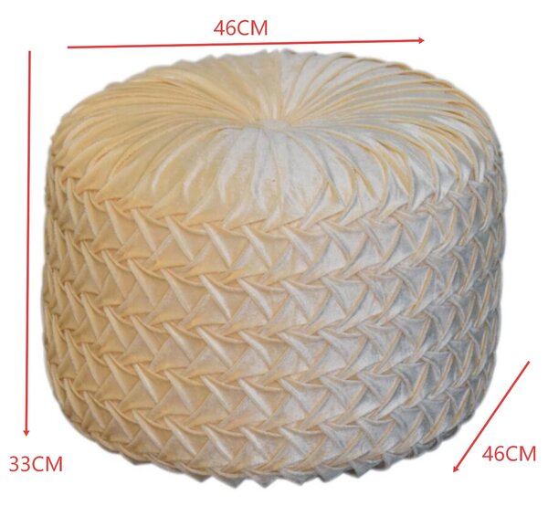 Handcrafted Velvet Pouffe with Deep-Buttoned Diamond Tufting, Opulent Upholstery, Footstool for Living Room, 46L x 46W x 33H cm, Ochre Aosom UK