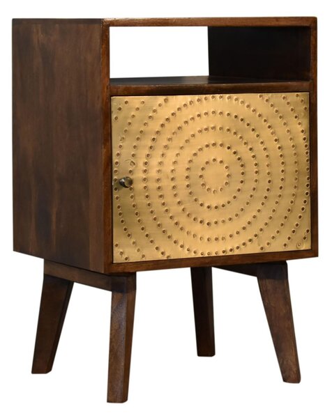 Solid Mango Wood Bedside Table with Open Slot and Storage, Handcrafted Sustainable Desk with Nordic Legs, 35L x 40W x 60H cm, Brown Aosom UK