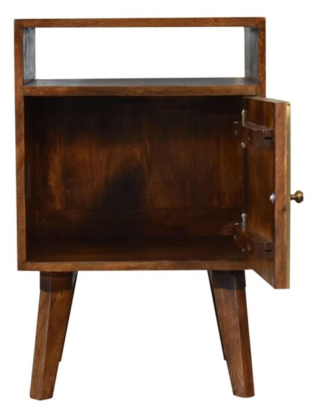 Solid Mango Wood Bedside Table with Open Slot and Storage, Handcrafted Sustainable Desk with Nordic Legs, 35L x 40W x 60H cm, Brown Aosom UK