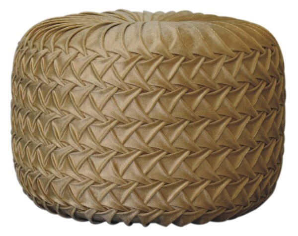 Handcrafted Velvet Pouffe with Deep-Buttoned Diamond Tufting, Opulent Upholstery, Footstool for Living Room, 46L x 46W x 33H cm, Ochre Aosom UK
