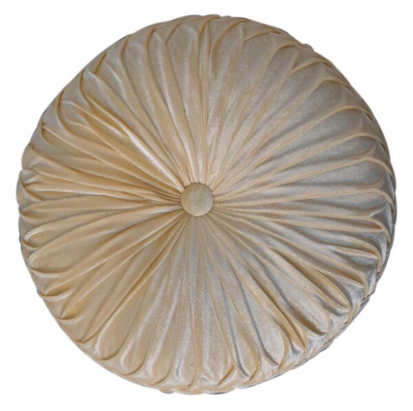 Elegant Velvet Upholstery Pouffe with Crisp White Finish, Handcrafted Pleated Design Footstool for Living Room, 46L x 46W x 33H cm, White Aosom UK