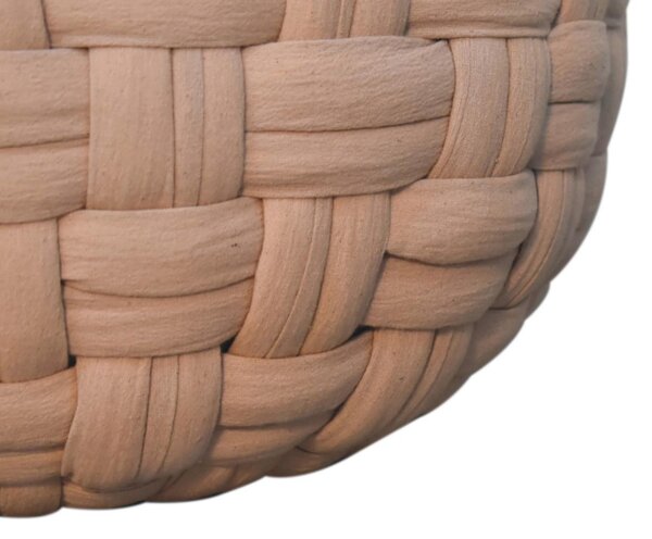 Handcrafted Tube Pouffe with Pleated Design, Breathable Cotton Fabric, Futon with Delivered Fully Assembled, 48L x 48W x 36H cm, Cream Aosom UK