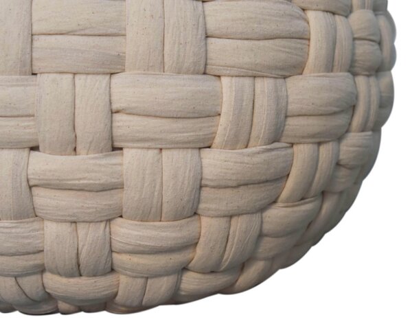 Handcrafted Tube Pouffe with Pleated Design and Breathable Cotton Fabric, Futon with Delivered Fully Assembled, 48L x 48W x 36H cm, White Aosom UK