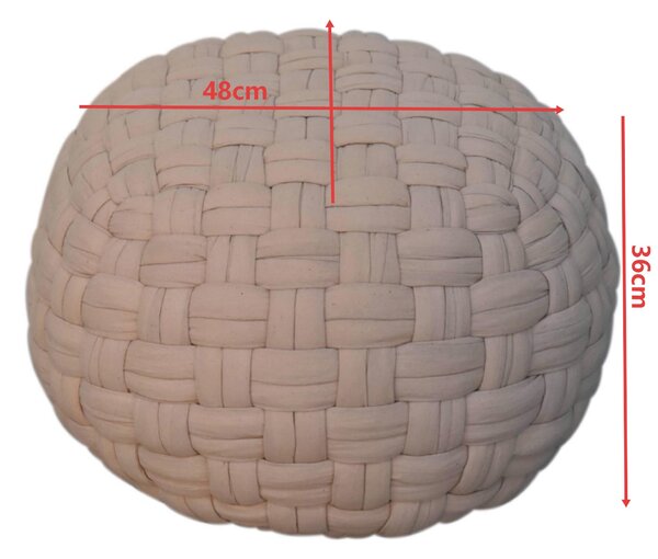 Handcrafted Tube Pouffe with Pleated Design, Breathable Cotton Fabric, Futon with Delivered Fully Assembled, 48L x 48W x 36H cm, Cream Aosom UK