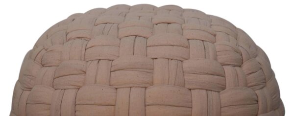 Handcrafted Tube Pouffe with Pleated Design, Breathable Cotton Fabric, Futon with Delivered Fully Assembled, 48L x 48W x 36H cm, Cream Aosom UK