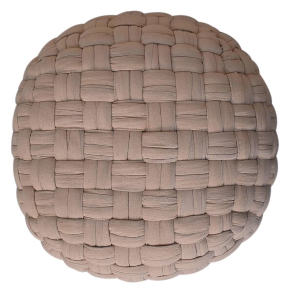 Handcrafted Tube Pouffe with Pleated Design, Breathable Cotton Fabric, Futon with Delivered Fully Assembled, 48L x 48W x 36H cm, Cream Aosom UK