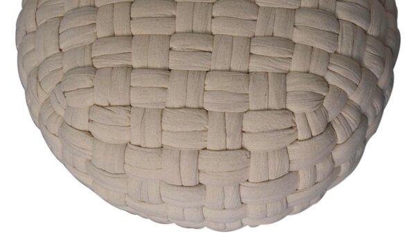 Handcrafted Tube Pouffe with Pleated Design and Breathable Cotton Fabric, Futon with Delivered Fully Assembled, 48L x 48W x 36H cm, White Aosom UK
