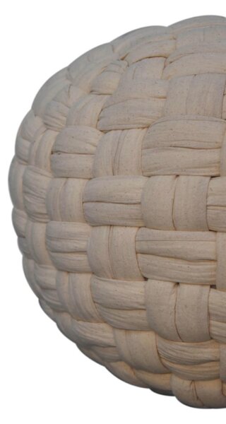 Handcrafted Tube Pouffe with Pleated Design and Breathable Cotton Fabric, Futon with Delivered Fully Assembled, 48L x 48W x 36H cm, White Aosom UK