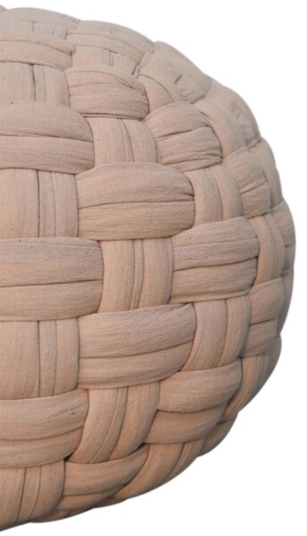 Handcrafted Tube Pouffe with Pleated Design, Breathable Cotton Fabric, Futon with Delivered Fully Assembled, 48L x 48W x 36H cm, Cream Aosom UK