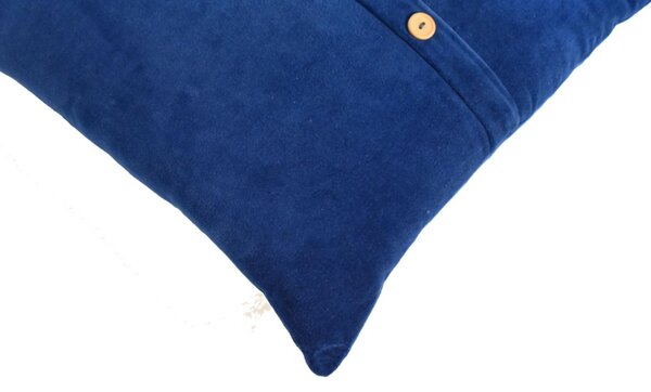 Set of 2 Quinn Cushion with Cotton-Soft Velvet Pile and Plush Filler, Handcrafted Pillow Ideal for Sofa and Bed, 45L x 45W x 15H cm, Blue Aosom UK