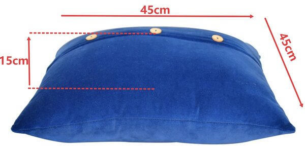 Set of 2 Quinn Cushion with Cotton-Soft Velvet Pile and Plush Filler, Handcrafted Pillow Ideal for Sofa and Bed, 45L x 45W x 15H cm, Blue Aosom UK