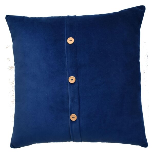 Set of 2 Quinn Cushion with Cotton-Soft Velvet Pile and Plush Filler, Handcrafted Pillow Ideal for Sofa and Bed, 45L x 45W x 15H cm, Blue Aosom UK