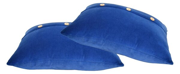 Set of 2 Quinn Cushion with Cotton-Soft Velvet Pile and Plush Filler, Handcrafted Pillow Ideal for Sofa and Bed, 45L x 45W x 15H cm, Blue Aosom UK
