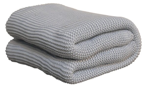 Hand-Knitted Double Knit Throw with Soft Breathable Natural Cotton, Knitted Blanket with Secure Packaging, 150L x 200W x 1H cm, Blue Aosom UK