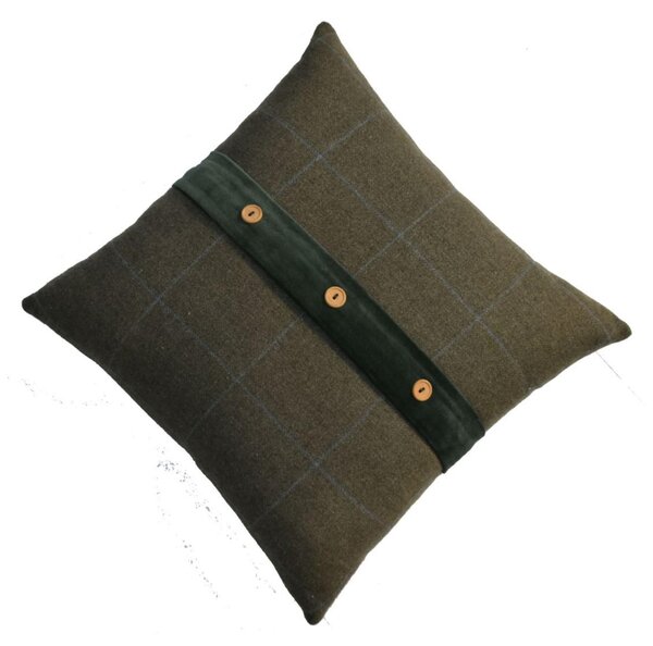Set of 2 Quinn Cushion with Soft Cotton Blend and Velvet Pile, Handcrafted Pillow Ideal for Sofa and Bed, 45L x 45W x 15H cm, Olive Green Aosom UK