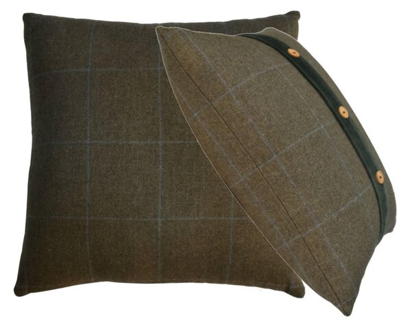 Set of 2 Quinn Cushion with Soft Cotton Blend and Velvet Pile, Handcrafted Pillow Ideal for Sofa and Bed, 45L x 45W x 15H cm, Olive Green Aosom UK