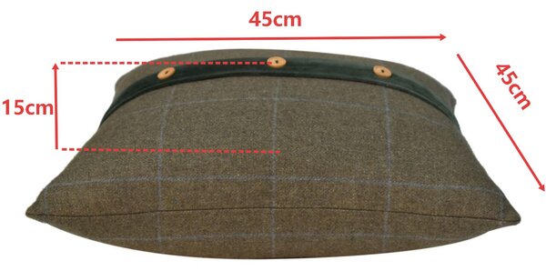 Set of 2 Quinn Cushion with Soft Cotton Blend and Velvet Pile, Handcrafted Pillow Ideal for Sofa and Bed, 45L x 45W x 15H cm, Olive Green Aosom UK