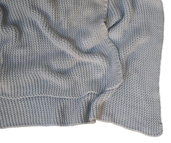 Hand-Knitted Double Knit Throw with Soft Breathable Natural Cotton, Knitted Blanket with Secure Packaging, 150L x 200W x 1H cm, Blue Aosom UK