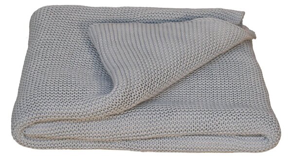 Hand-Knitted Double Knit Throw with Soft Breathable Natural Cotton, Knitted Blanket with Secure Packaging, 150L x 200W x 1H cm, Blue Aosom UK