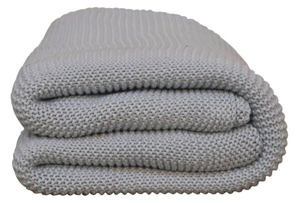 Hand-Knitted Double Knit Throw with Soft Breathable Natural Cotton, Knitted Blanket with Secure Packaging, 150L x 200W x 1H cm, Blue Aosom UK