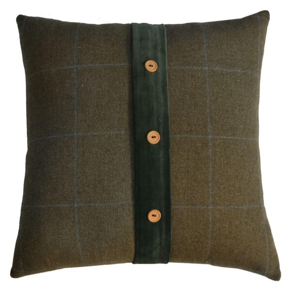 Set of 2 Quinn Cushion with Soft Cotton Blend and Velvet Pile, Handcrafted Pillow Ideal for Sofa and Bed, 45L x 45W x 15H cm, Olive Green Aosom UK