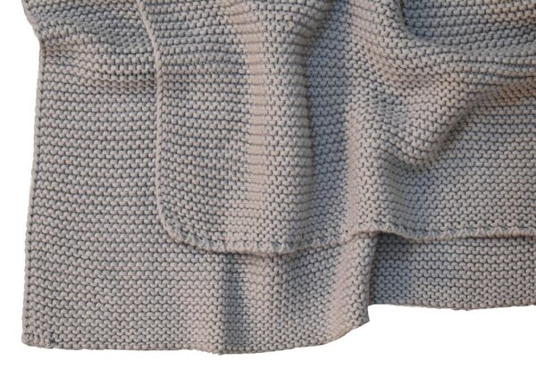 Hand-Knitted Double Knit Throw with Soft Breathable Natural Cotton, Knitted Blanket with Secure Packaging, 15L x 26W x 15H cm, Grey Aosom UK