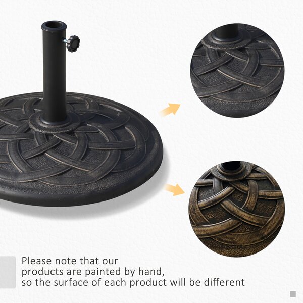 Outsunny Parasol Base: Resin Umbrella Stand for 28mm & 38mm Poles, Weather-Resistant, Bronze Hue Aosom UK