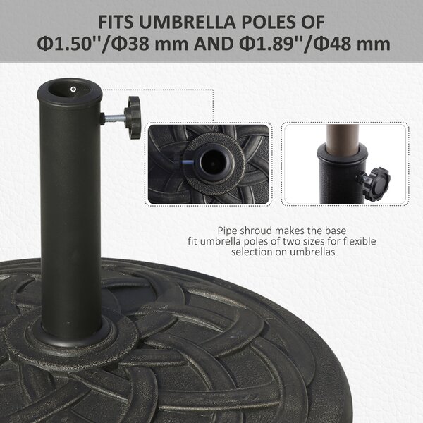 Outsunny Parasol Base: Resin Umbrella Stand for 28mm & 38mm Poles, Weather-Resistant, Bronze Hue Aosom UK