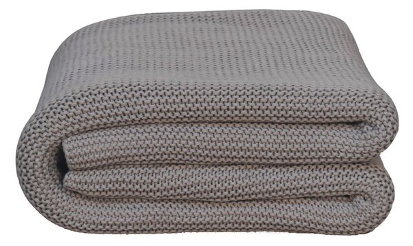 Hand-Knitted Double Knit Throw with Soft Breathable Natural Cotton, Knitted Blanket with Secure Packaging, 15L x 26W x 15H cm, Grey Aosom UK