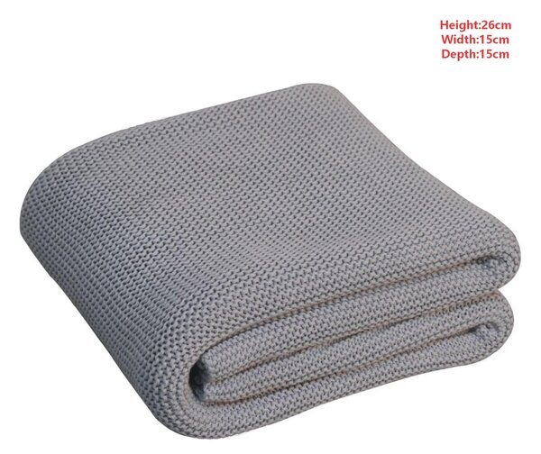 Hand-Knitted Double Knit Throw with Soft Breathable Natural Cotton, Knitted Blanket with Secure Packaging, 15L x 26W x 15H cm, Grey Aosom UK