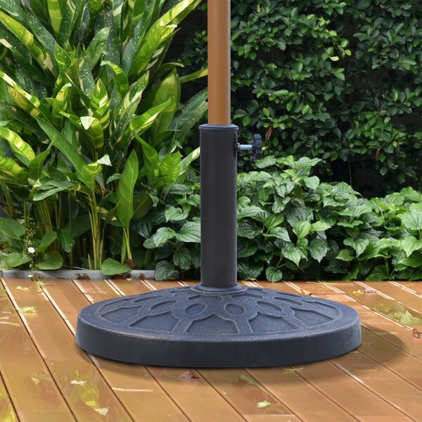 Outsunny 13kg Resin Umbrella Stand Holder, Garden Parasol Base for 38mm or 48mm Outdoor Umbrella Poles, Bronze Tone Aosom UK