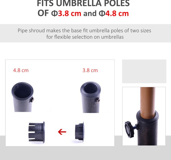 Outsunny 13kg Resin Umbrella Stand Holder, Garden Parasol Base for 38mm or 48mm Outdoor Umbrella Poles, Bronze Tone Aosom UK