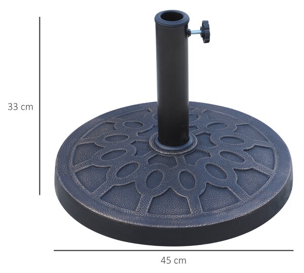 Outsunny 13kg Resin Umbrella Stand Holder, Garden Parasol Base for 38mm or 48mm Outdoor Umbrella Poles, Bronze Tone Aosom UK