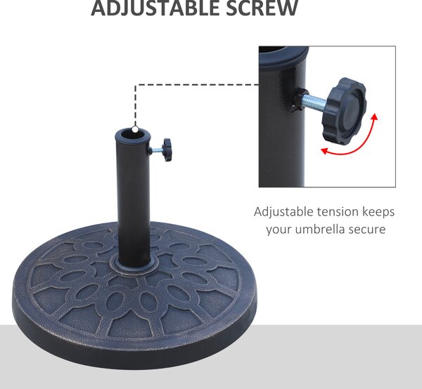 Outsunny 13kg Resin Umbrella Stand Holder, Garden Parasol Base for 38mm or 48mm Outdoor Umbrella Poles, Bronze Tone Aosom UK