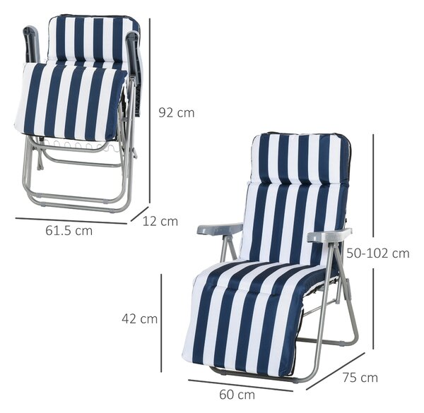 Outsunny Set of 2 Garden Patio Outdoor Sun Recliners Loungers Foldable Multi Position Relaxers Chairs w/ Cushions Fire Retardant Sponge Aosom UK