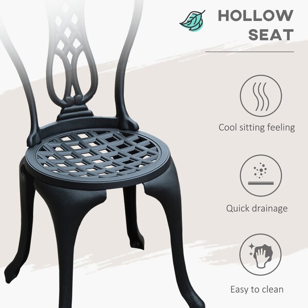 HOMCOM 3 Piece Patio Cast Aluminium Bistro Set Garden Outdoor Furniture Table and Chairs Shabby Chic Style Aosom UK