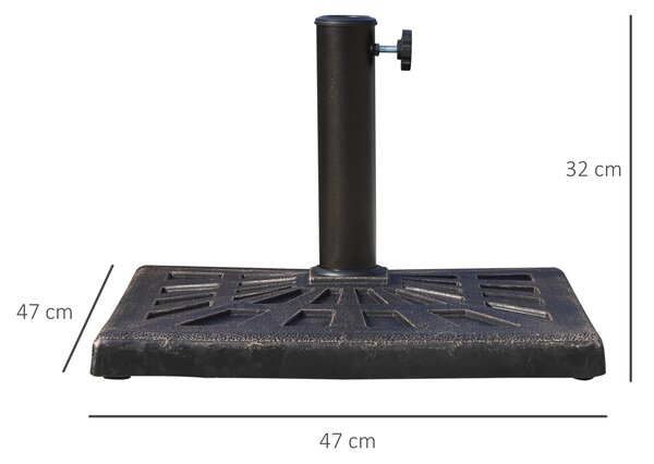 Outsunny 15kg Parasol Base Durable Patterned Colophony Garden Patio Square Umbrella Stand Base Stand Bronze Aosom UK