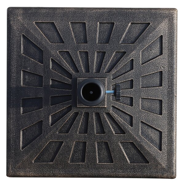 Outsunny 15kg Parasol Base Durable Patterned Colophony Garden Patio Square Umbrella Stand Base Stand Bronze Aosom UK
