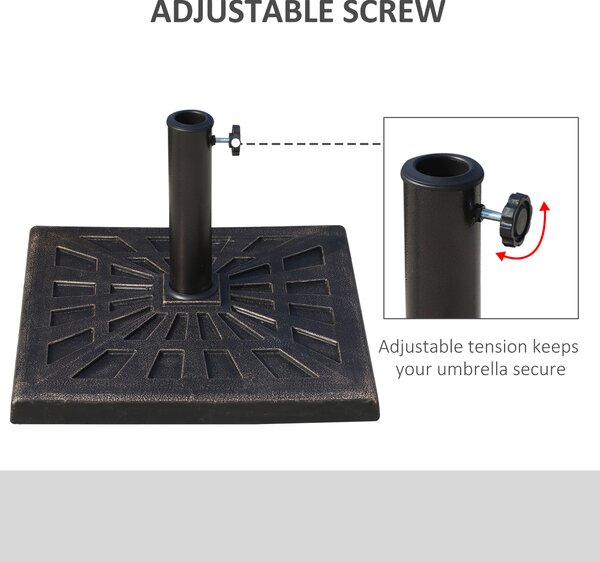 Outsunny 15kg Parasol Base Durable Patterned Colophony Garden Patio Square Umbrella Stand Base Stand Bronze Aosom UK