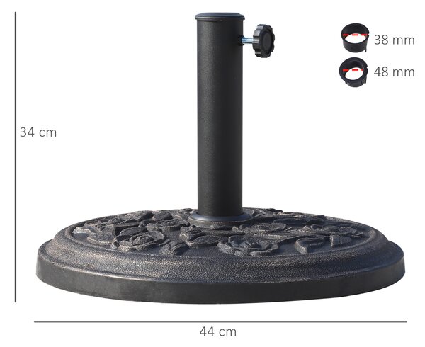 Outsunny 12kg Garden Parasol Base, Round Resin Sun Umbrella Base, Outdoor Umbrella Stand for 38mm or 48mm Outdoor Umbrella Poles, Bronze Tone